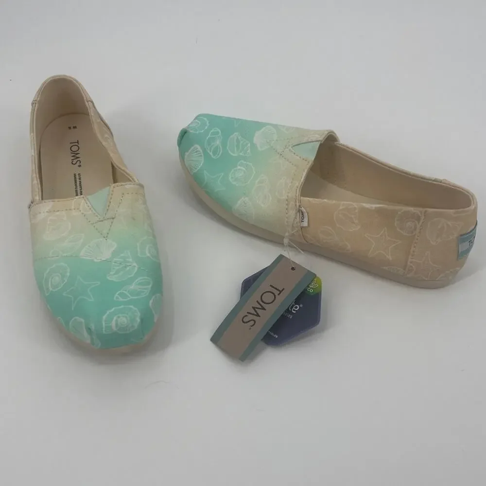 TOMS Shells Ombre Womens Shoes Sz 5 Beach Coastal Pastel Slip On New Nautical